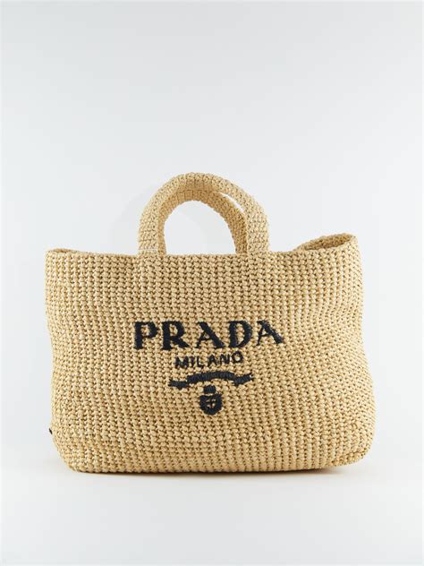 crochet prada tote|Prada large raffia tote.